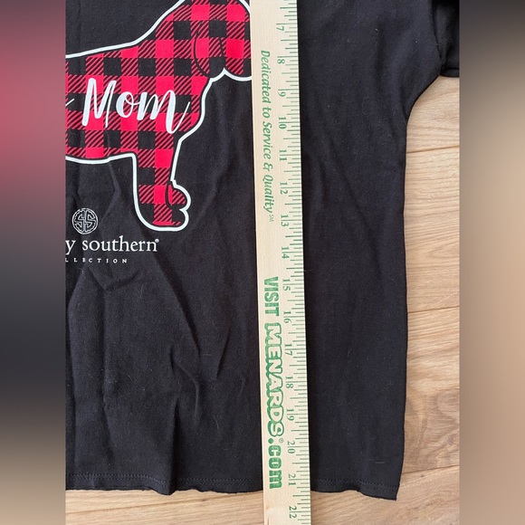 Simply Southern Black Tee with Red Plaid Dog Design - Picture 2 of 4